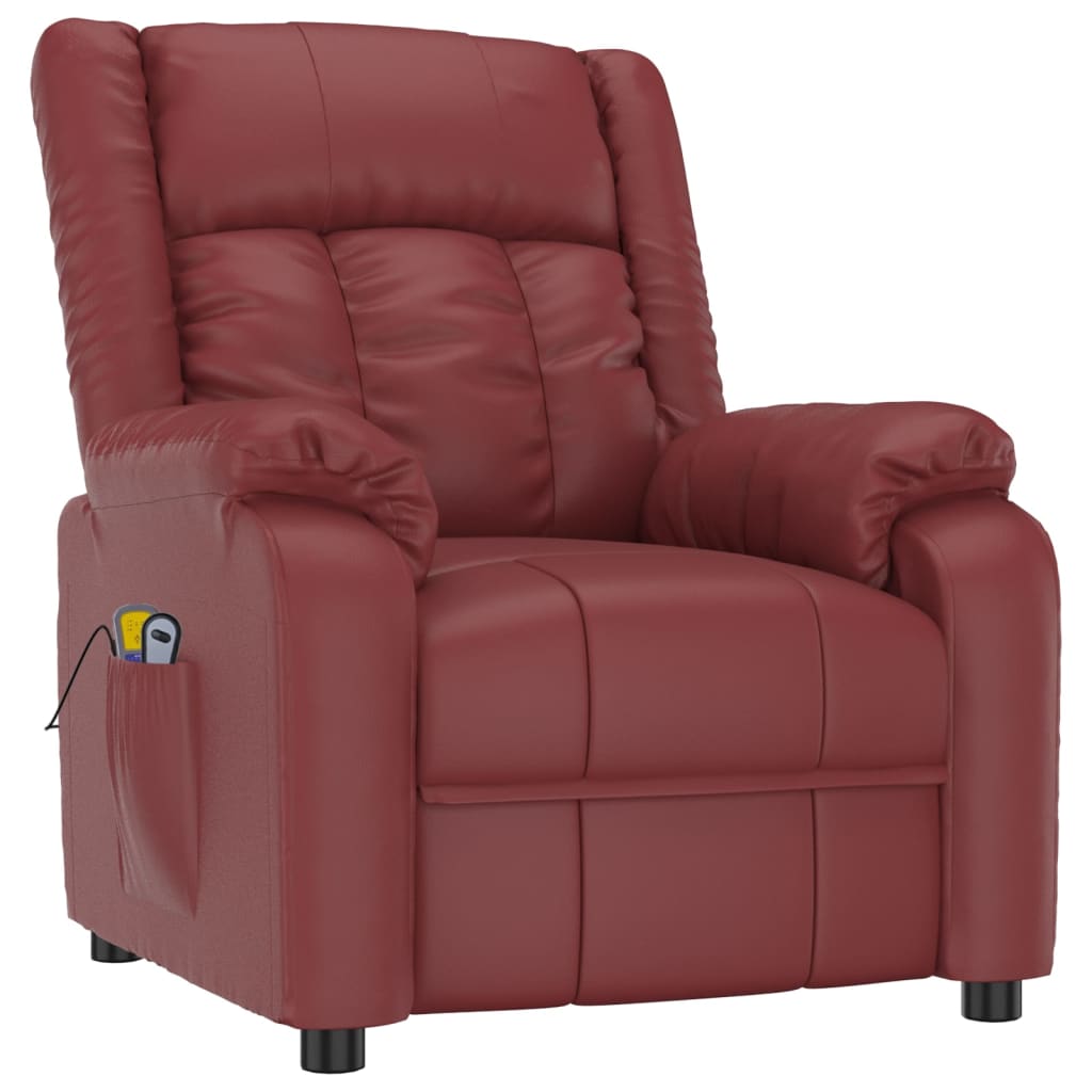 vidaXL Fauteuil de massage Rouge bordeaux Similicuir