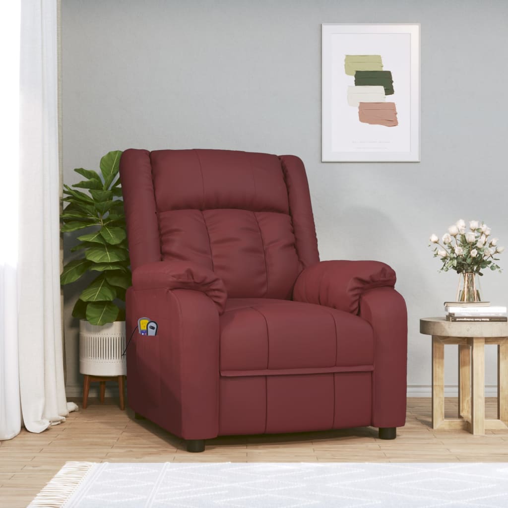 masāžas krēsls, paceļams, vīnsarkana mākslīgā āda | Stepinfit.lv