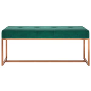 Lavice tmavě zelená 110 x 36 x 45 cm samet - obrázek 3