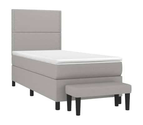 vidaXL Cama box spring con colch&oacute;n tela gris claro 80x200 cm