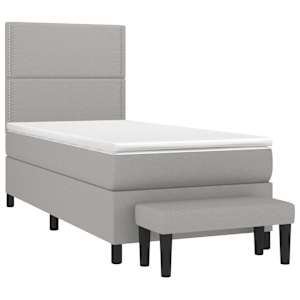 vidaXL Cama box spring con colch&oacute;n tela gris claro 80x200 cm