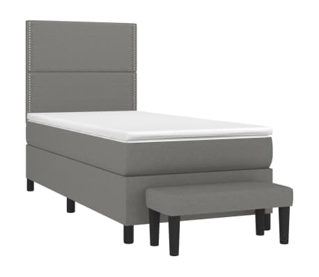 vidaXL Sommier &agrave; lattes de lit avec matelas Gris fonc&eacute; 80x200 cm Tissu