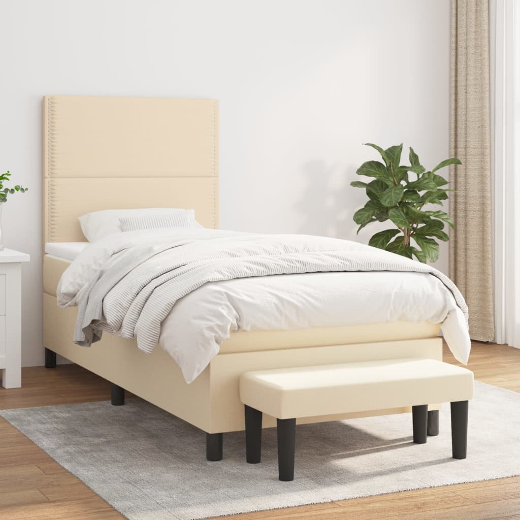 vidaXL Boxspringbett mit Matratze Creme 80x200 cm Stoff