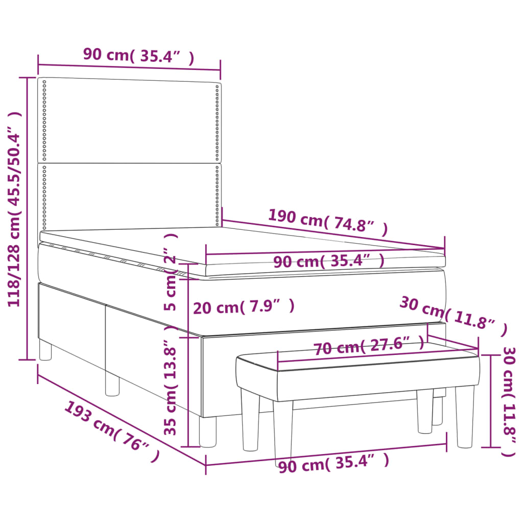 Box spring postelja z vzmetnico taupe 90x190 cm blago