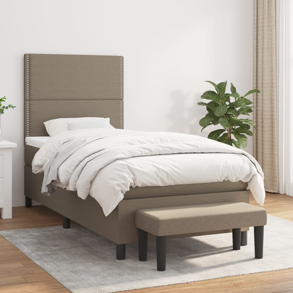 Boxspringbett mit Matratze Taupe 90×190 cm Stoff