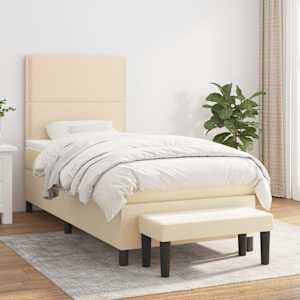 Box spring postel s matrací krémová 90x190 cm textil - obrázek 1
