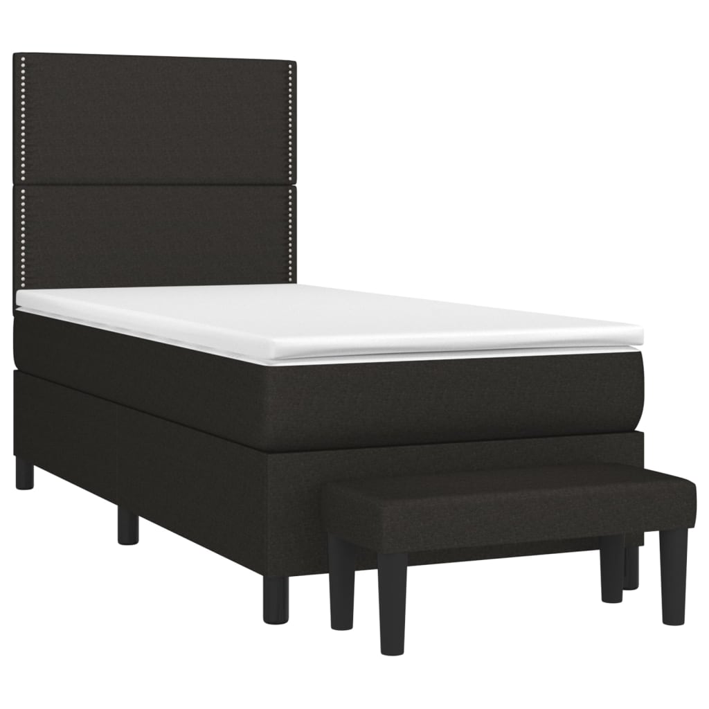 vidaXL Boxspring met matras stof zwart 90x200 cm afbeelding