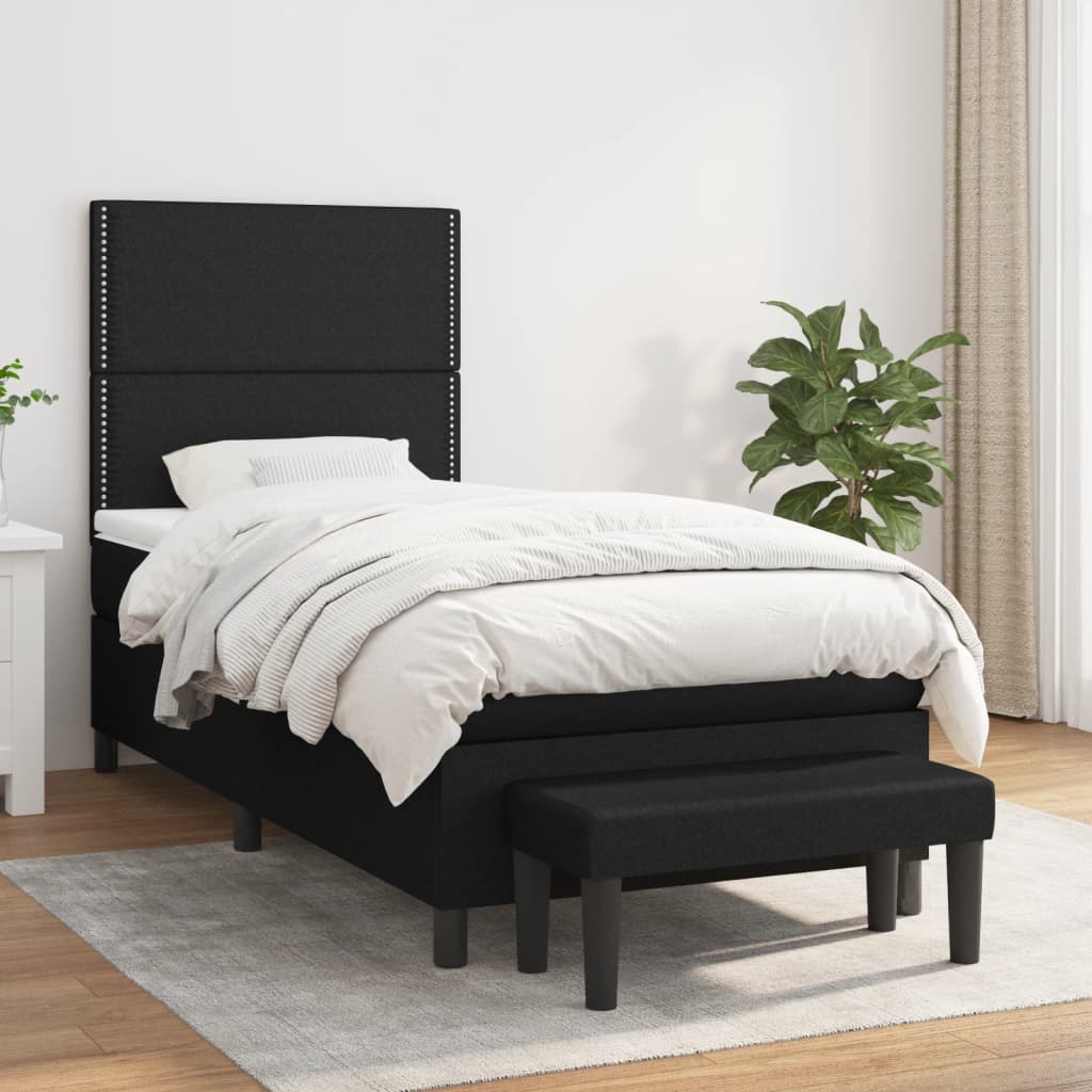 Box spring postel s matrací černá 90x200 cm textil