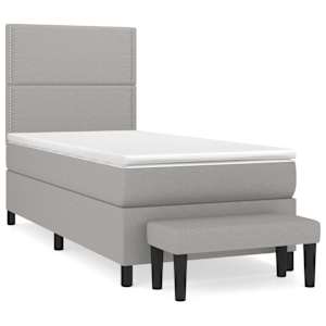 Box spring postel s matrací světle šedý 100 x 200 cm textil - obrázek 2