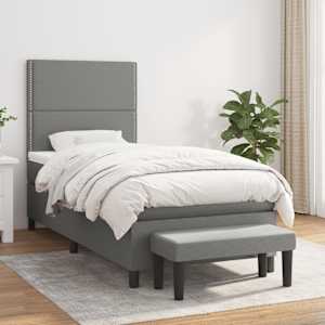 Box spring postel s matrací tmavě šedá 100 x 200 cm textil - obrázek 1