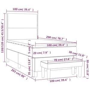 Box spring postel s matrací modrá 100 x 200 cm textil - obrázek 12