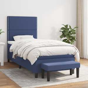 Box spring postel s matrací modrá 100 x 200 cm textil - obrázek 1