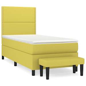 Box spring postel s matrací světle zelená 100 x 200 cm textil - obrázek 2