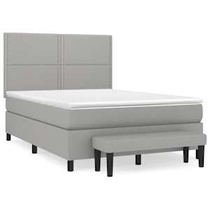 Box spring postel s matrací světle šedá 140 x 190 cm textil - obrázek 2
