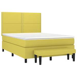 vidaXL Lova su spyruoklėmis ir čiužiniu, žalia, 140x190 cm, audinys