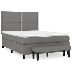 Box spring postel s matrací tmavě šedá 140x200 cm textil - obrázek 2