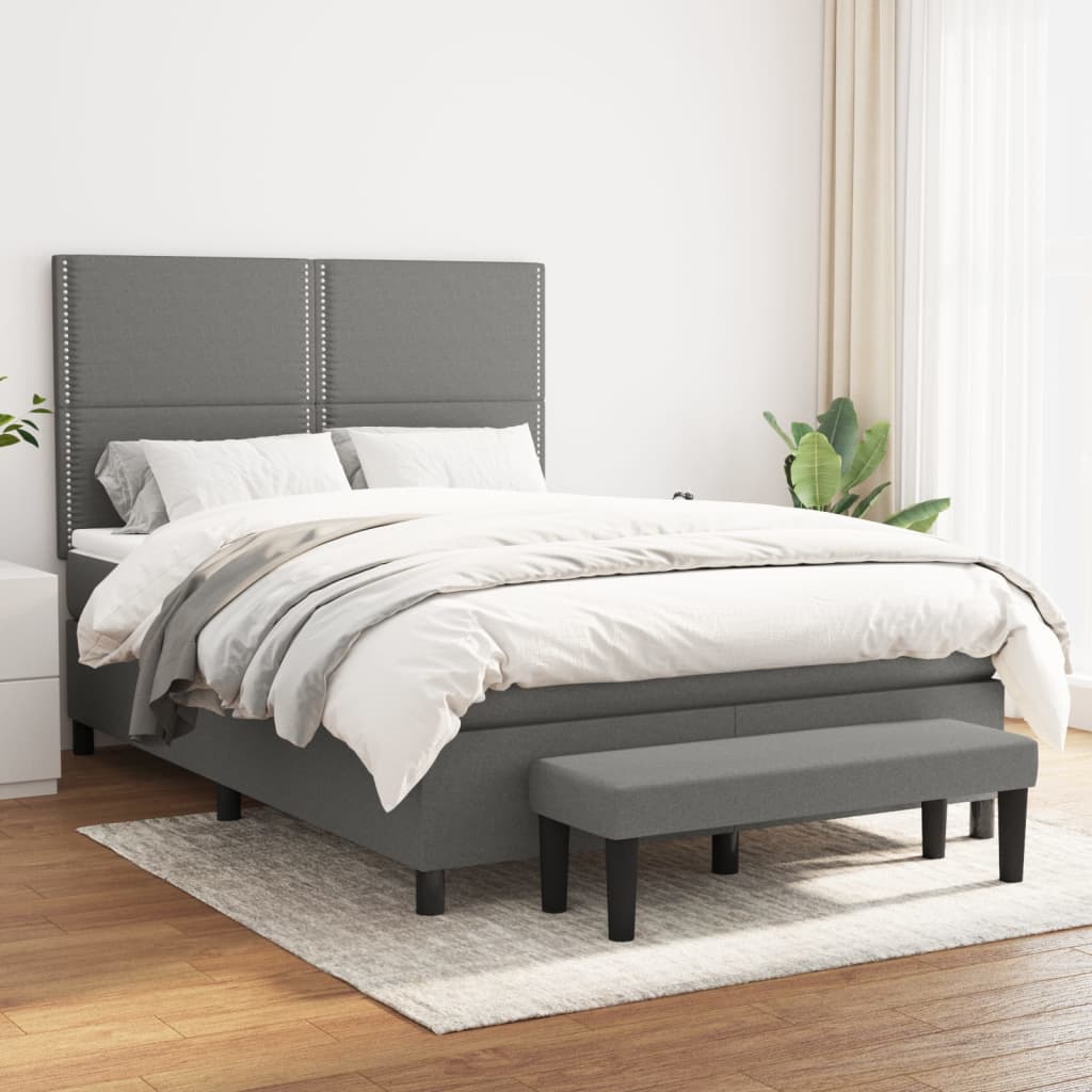  ΚΡΕΒΑΤΙ BOXSPRING ΜΕ ΣΤΡΩΜΑ ΣΚΟΥΡΟ ΓΚΡΙ 140X200 ΕΚ ΥΦΑΣΜΑΤΙΝΟ V-3136518