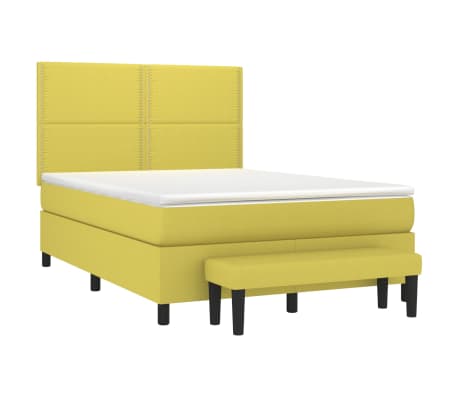 vidaXL Lova su spyruoklėmis ir čiužiniu, žalia, 140x200 cm, audinys