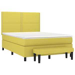 vidaXL Lova su spyruoklėmis ir čiužiniu, žalia, 140x200 cm, audinys