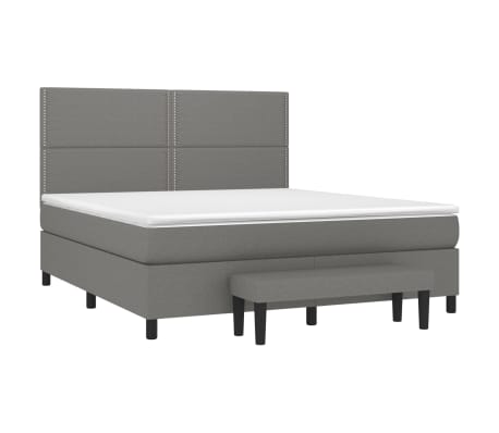 vidaXL Boxspring met matras stof donkergrijs 160x200 cm