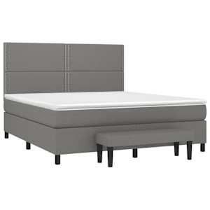 vidaXL Boxspring met matras stof donkergrijs 160x200 cm
