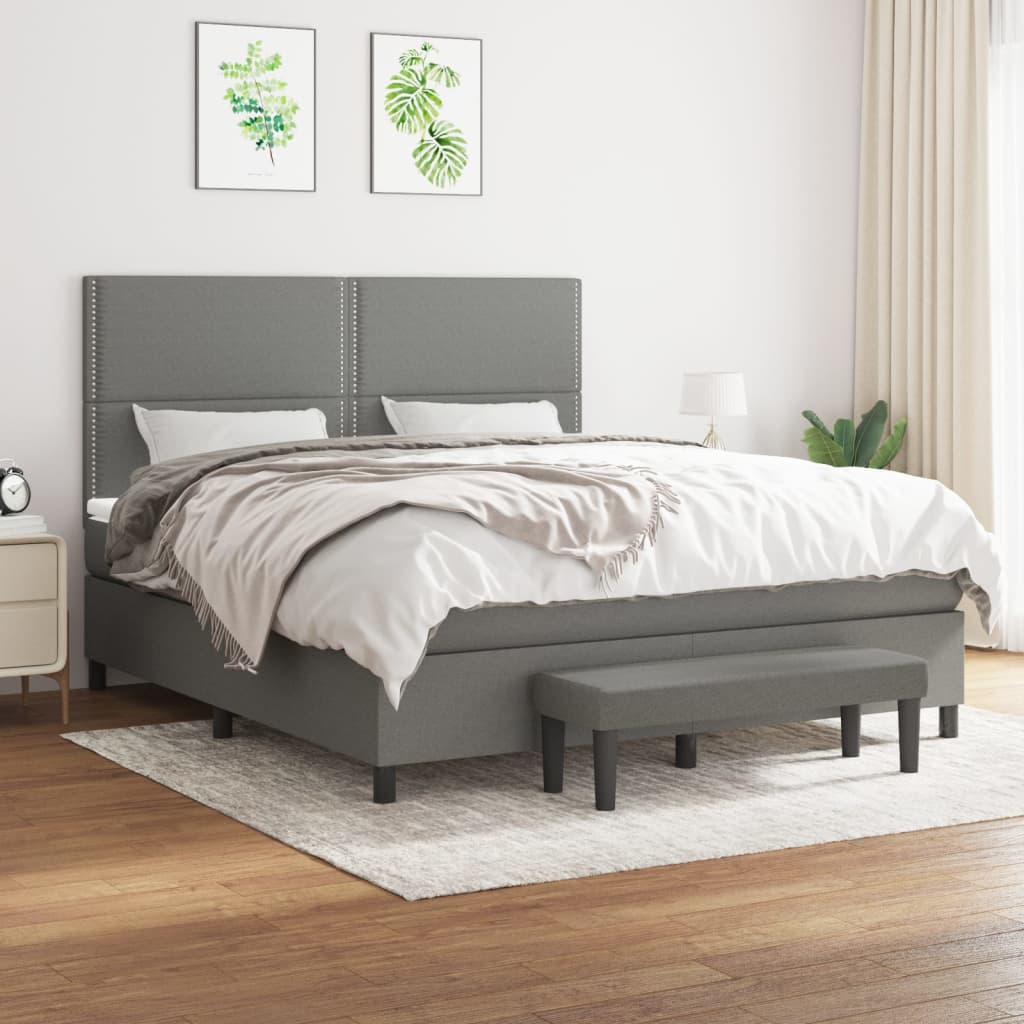 Box spring postel s matrací tmavě šedá 160x200 cm textil