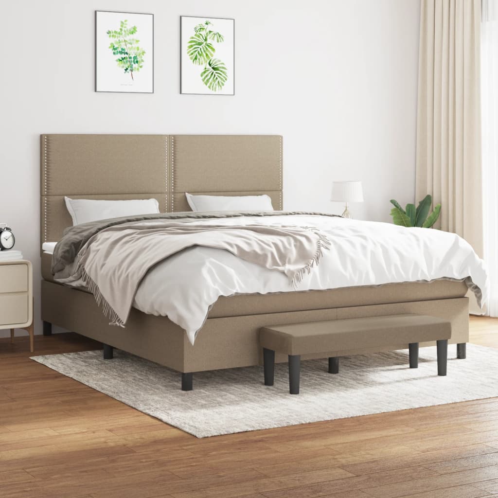 vidaXL Cama com molas/colchão 160x200 cm tecido castanho-acinzentado