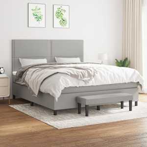 Box spring postel s matrací světle šedá 180 x 200 cm textil - obrázek 1