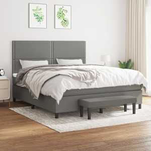 Box spring postel s matrací tmavě šedá 180x200 cm textil - obrázek 1