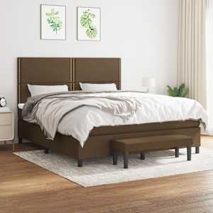 Box spring postel s matrací tmavě hnědá 180x200 cm textil - obrázek 1