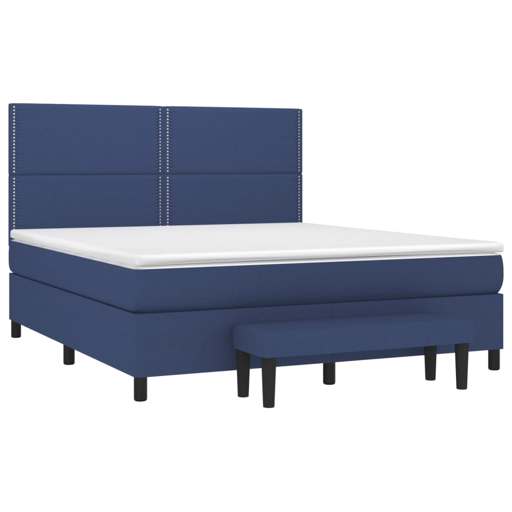 vidaXL Boxspring met matras stof blauw 180x200 cm afbeelding