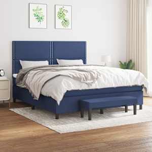 Box spring postelja z vzmetnico modra 180x200 cm blago