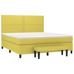 vidaXL Lova su spyruoklėmis ir čiužiniu, žalia, 180x200cm, audinys