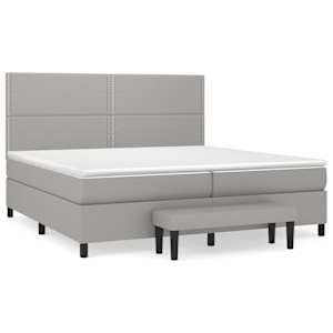 Box spring postel s matrací světle šedá 200 x 200 cm textil - obrázek 2