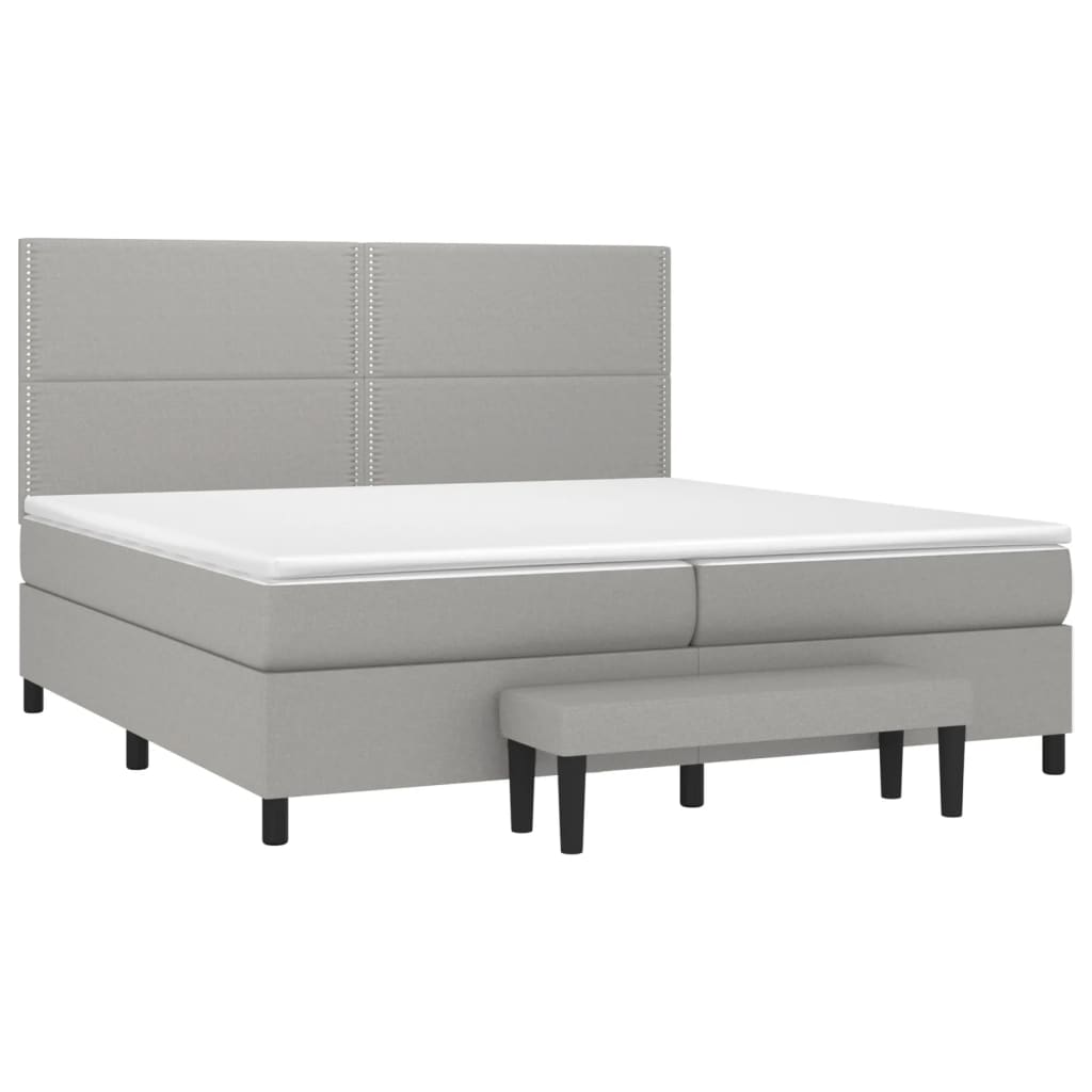 vidaXL Boxspring met matras stof lichtgrijs 200x200 cm afbeelding