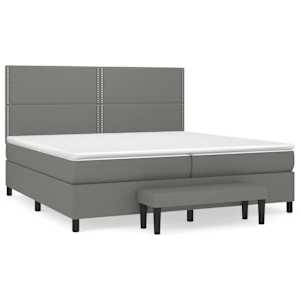 Box spring postel s matrací tmavě šedá 200x200 cm textil - obrázek 2