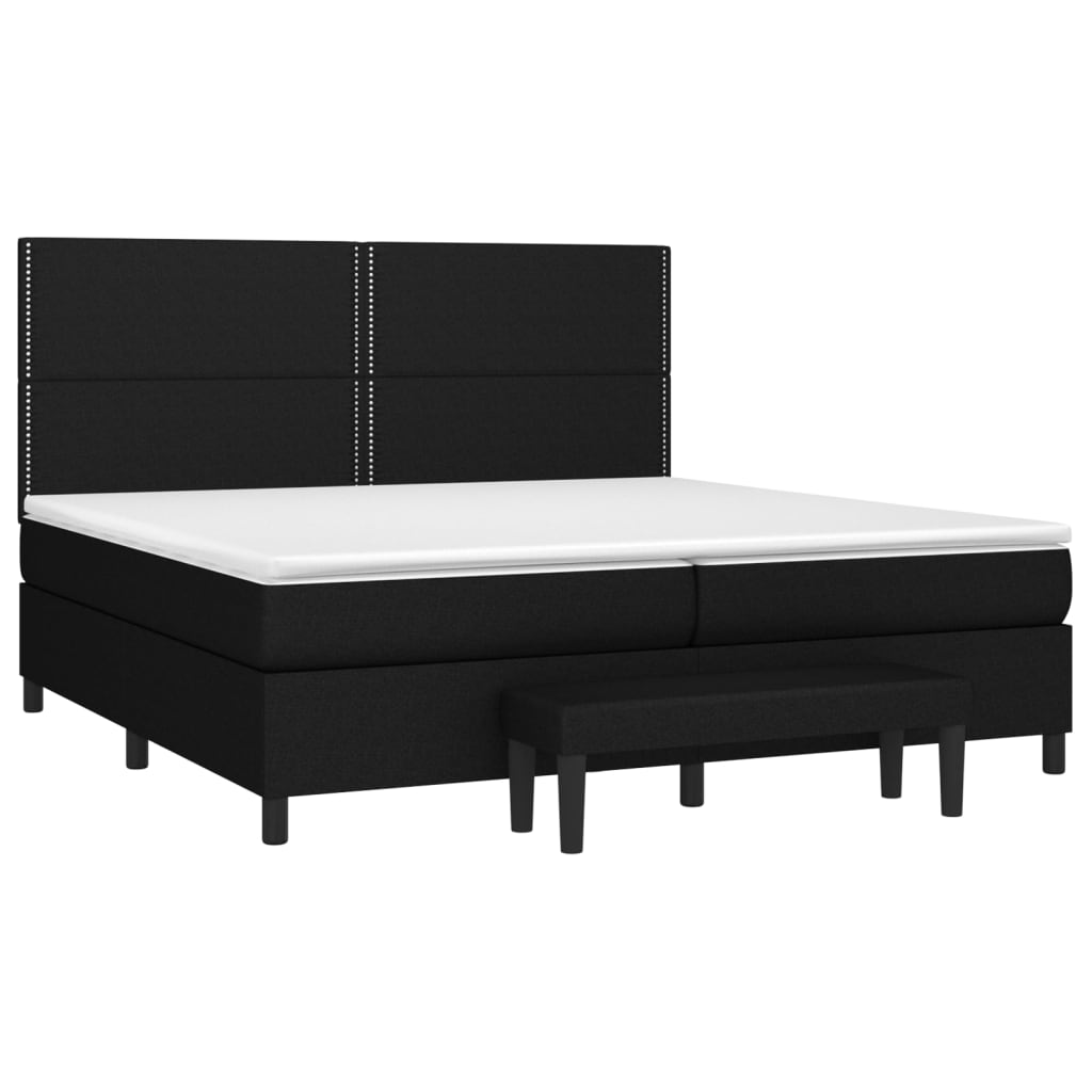 vidaXL Boxspring met matras stof zwart 200x200 cm afbeelding
