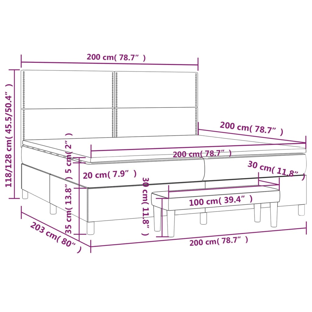 Box spring postel s matrací tmavě hnědá 200x200 cm textil