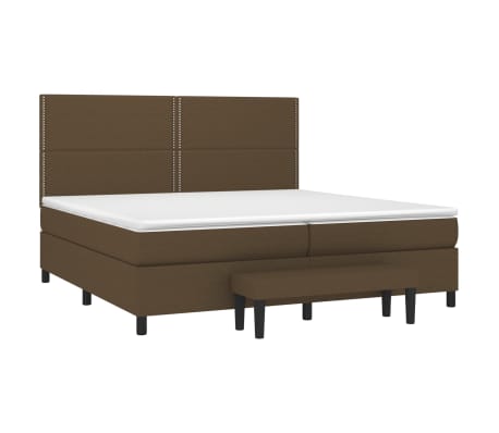 vidaXL Cama com molas/colch&atilde;o 200x200 cm tecido castanho-escuro