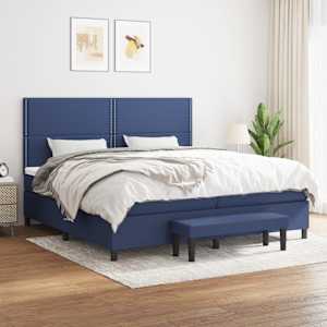 Box spring postel s matrací modrá 200x200 cm textil - obrázek 1