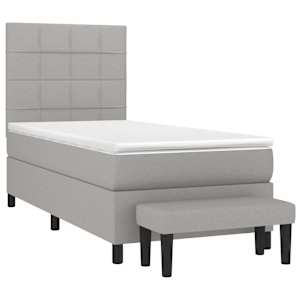 Box spring postel s matrací světle šedá 80 x 200 cm textil - obrázek 3