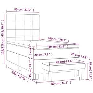 Box spring postel s matrací tmavě hnědá 80x200 cm textil - obrázek 12