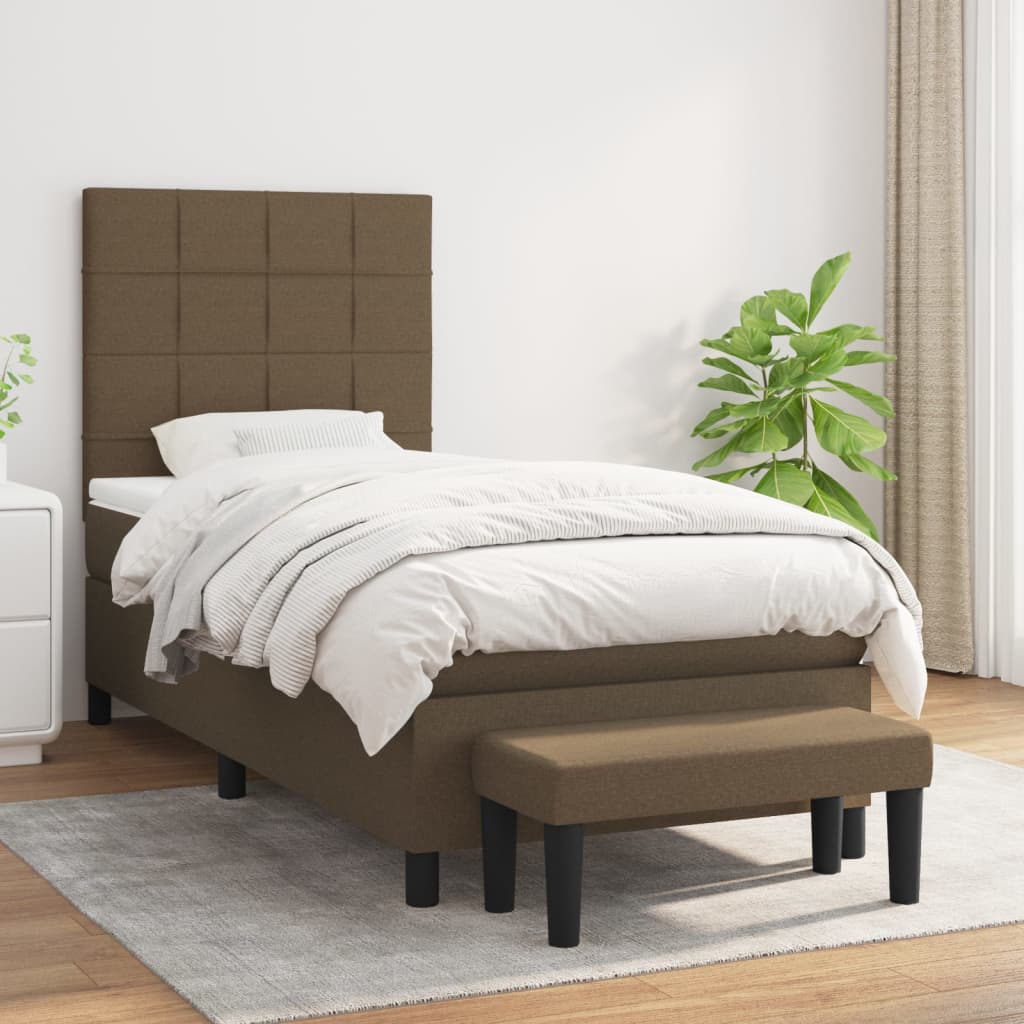 Box spring postel s matrací tmavě hnědá 80x200 cm textil