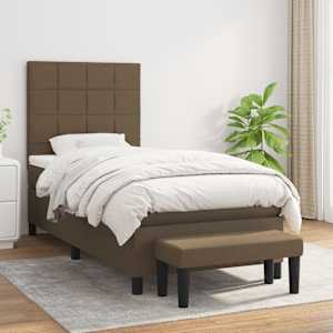 Box spring postel s matrací tmavě hnědá 80x200 cm textil - obrázek 1