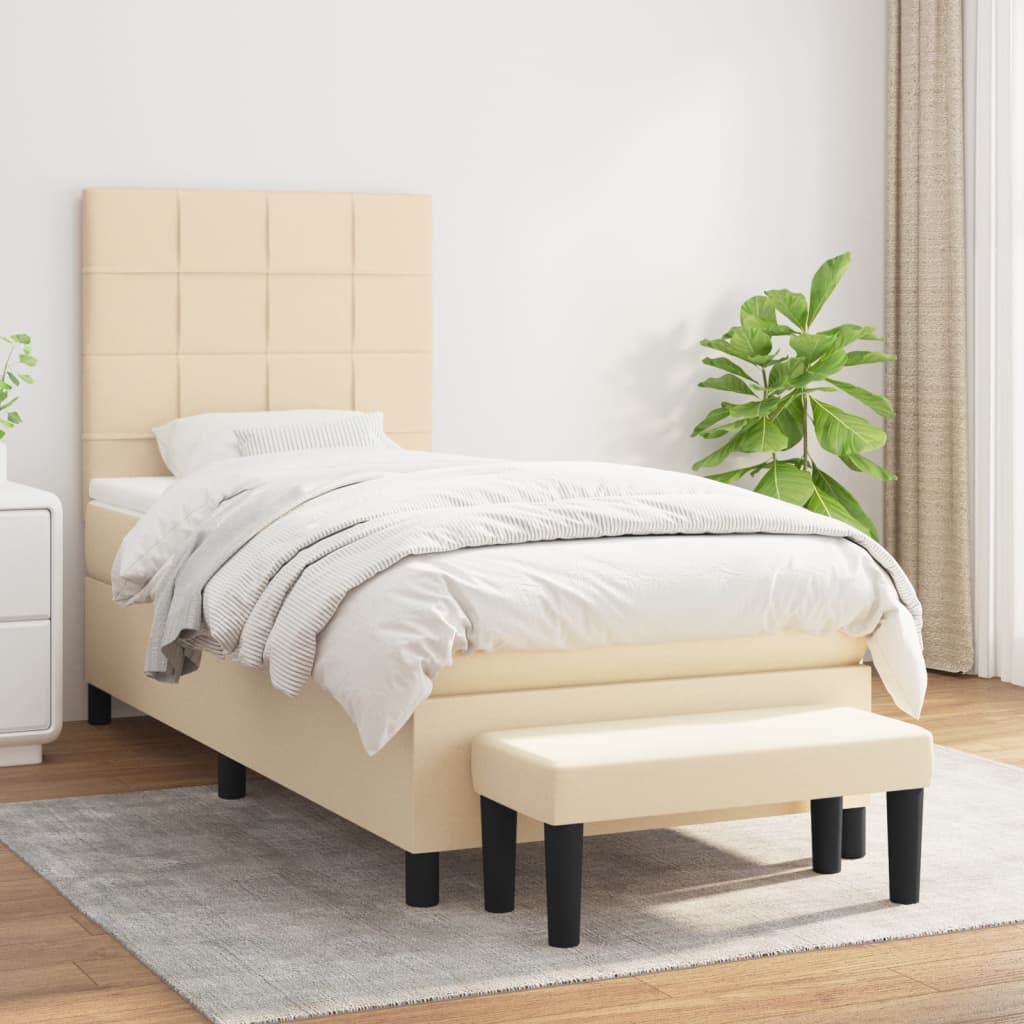 Boxspringbett mit Matratze Creme 80×200 cm Stoff