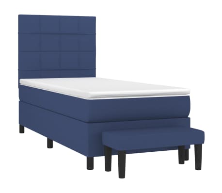 vidaXL Cama box spring con colchón tela azul 80x200 cm