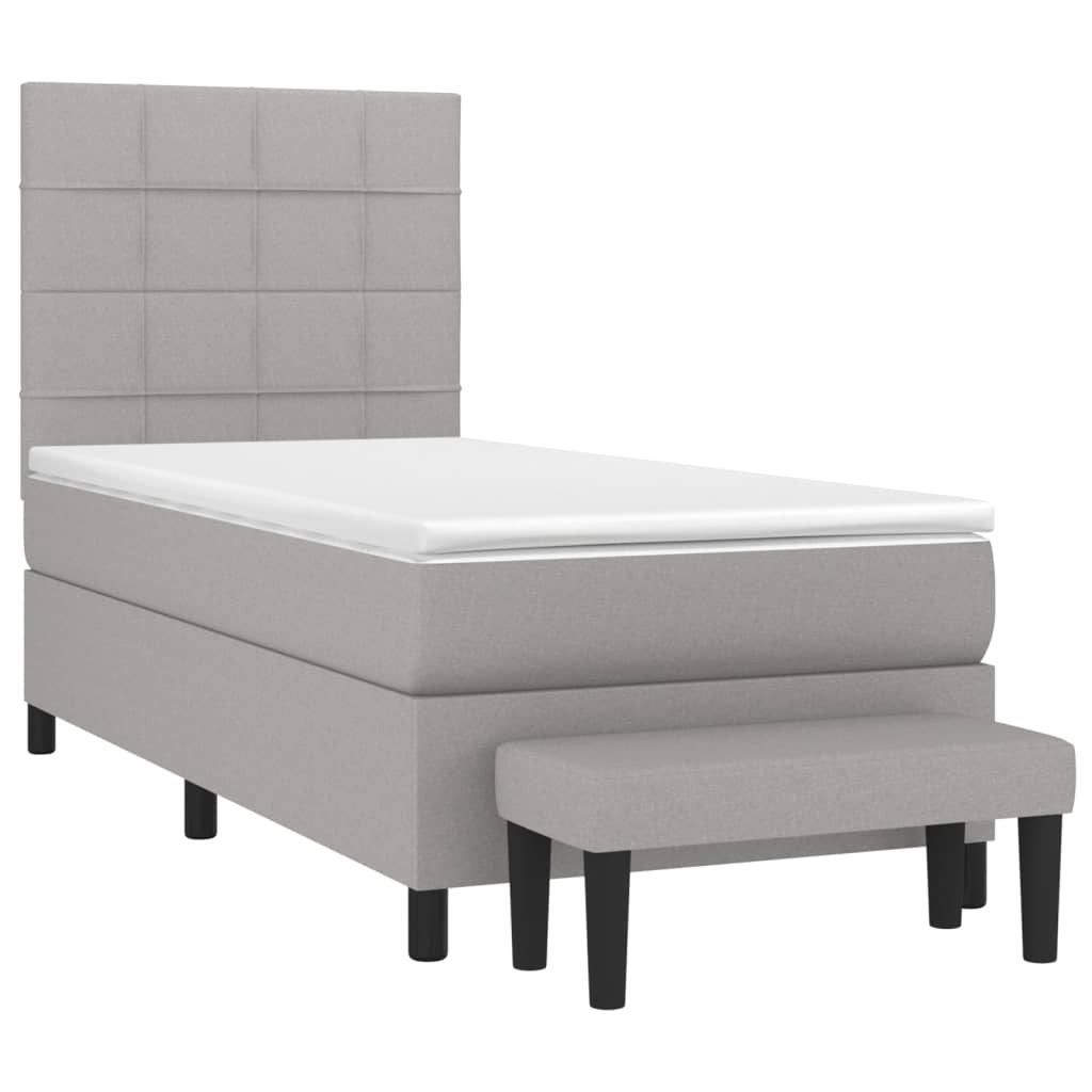 Világosszürke szövet rugós ágy matraccal 90x190 cm 