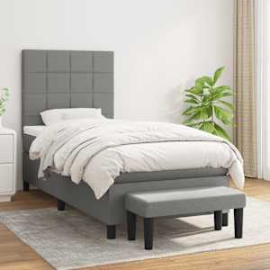 Box spring postel s matrací tmavě šedá 90x190 cm textil - obrázek 1