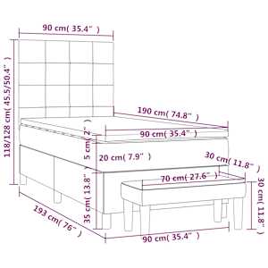 Box spring postel s matrací tmavě hnědá 90x190 cm textil - obrázek 12