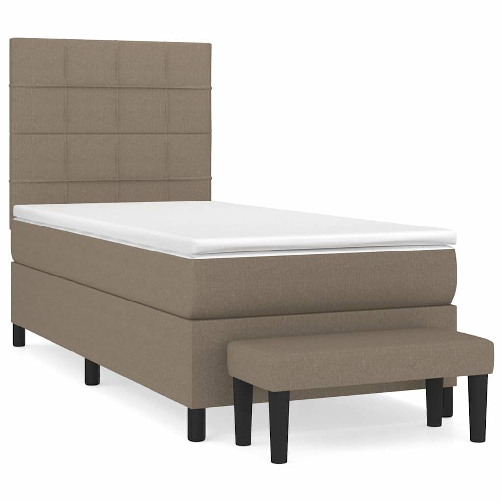 vidaXL Posteľný rám boxspring s matracom sivohnedý 90x190 cm látka